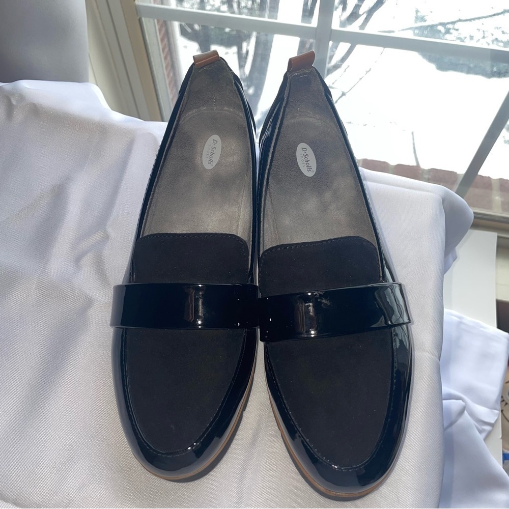 Dr. Scholl's Webster Wedge Loafer Black Patent Leather New Without Box
